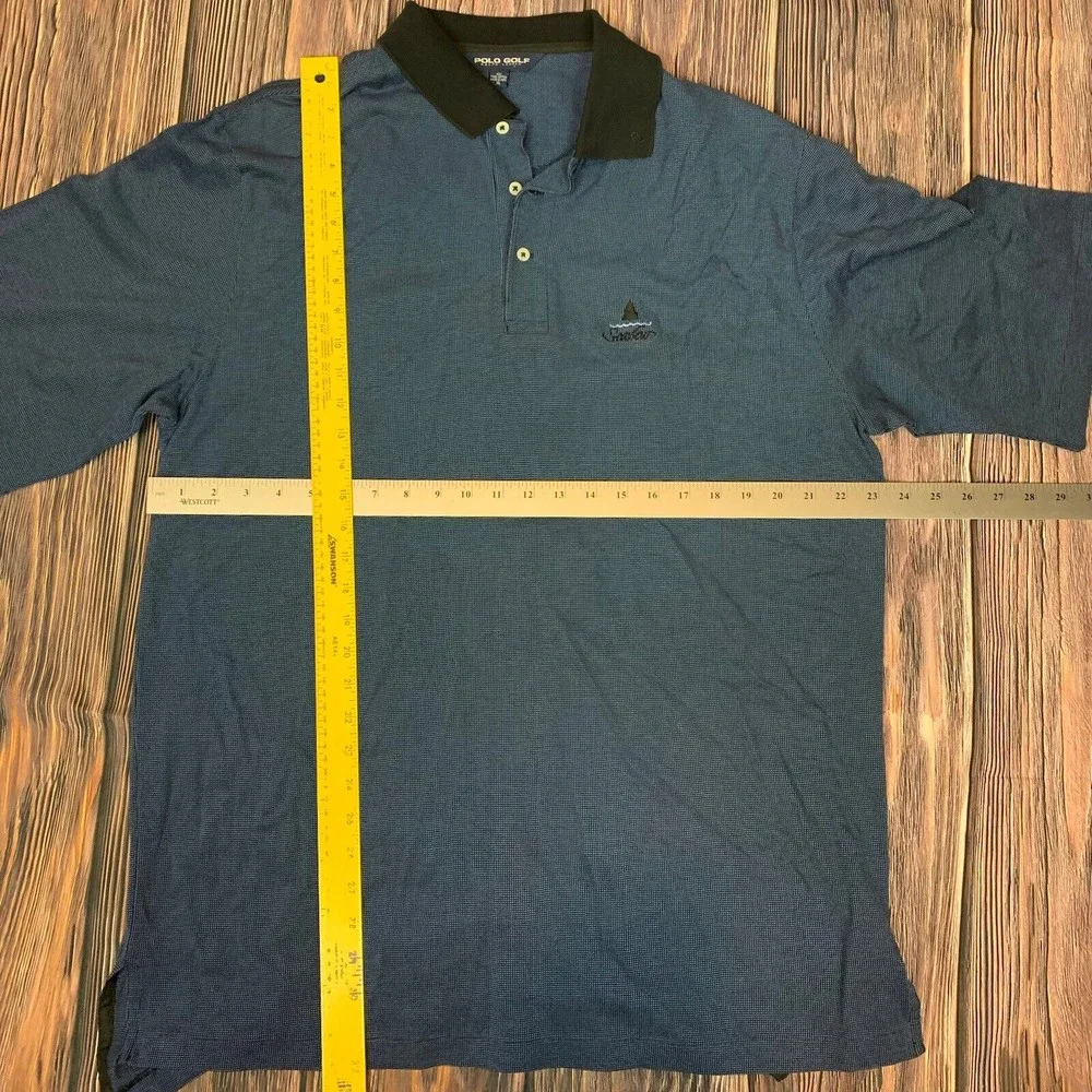Polo Golf Ralph‎ Lauren Men Blue Black Check Cotton Short Sleeve Shirt Size XL